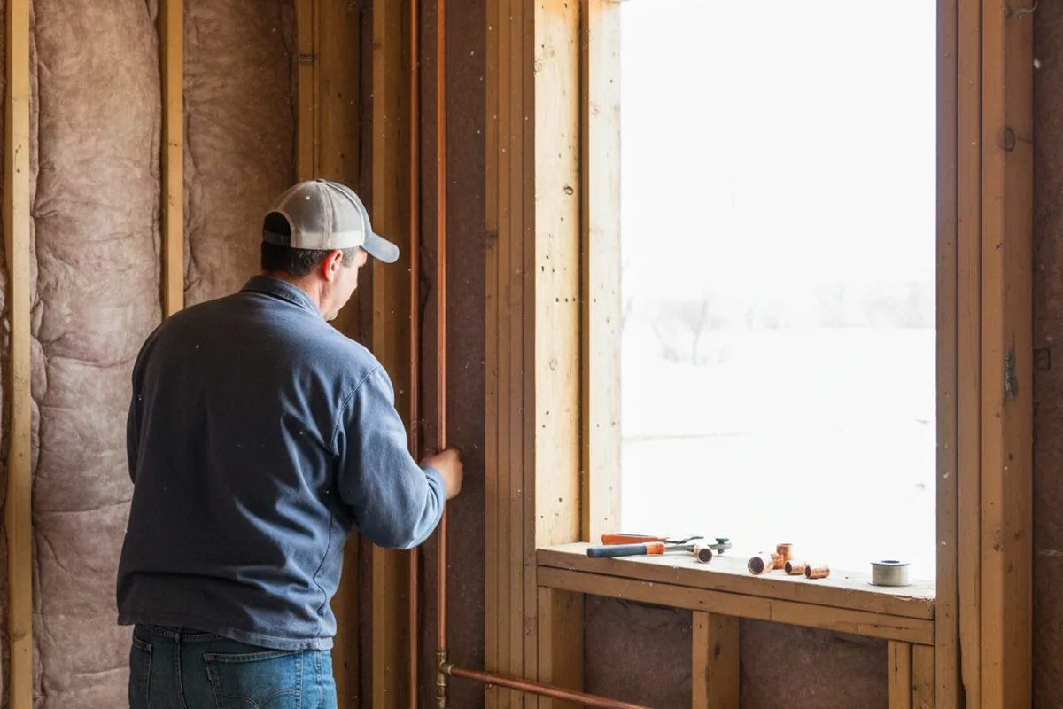Licensed plumber running new copper supply lines in a Woodsboro home
