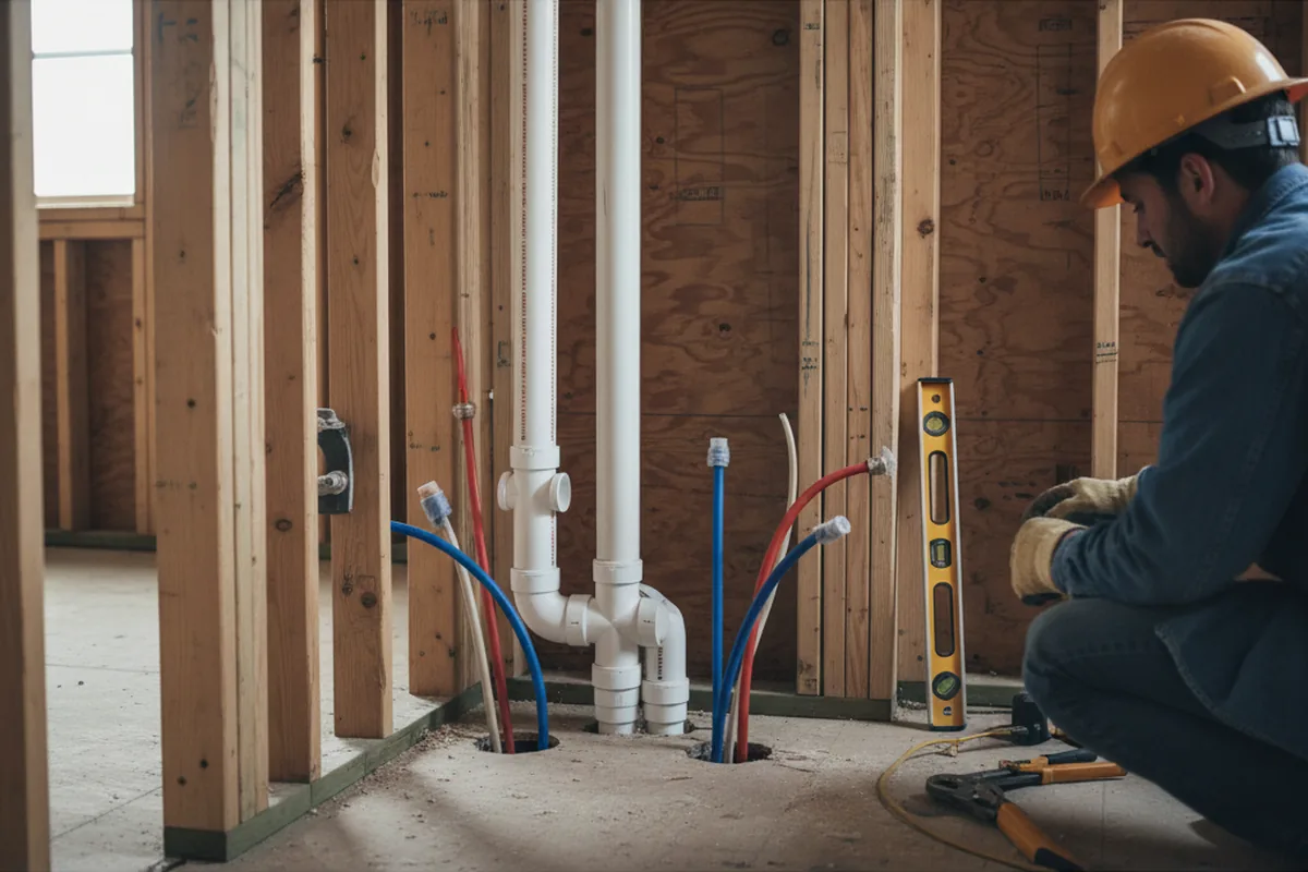 Drain and supply rough-in during Leak Detection in Woodsboro
