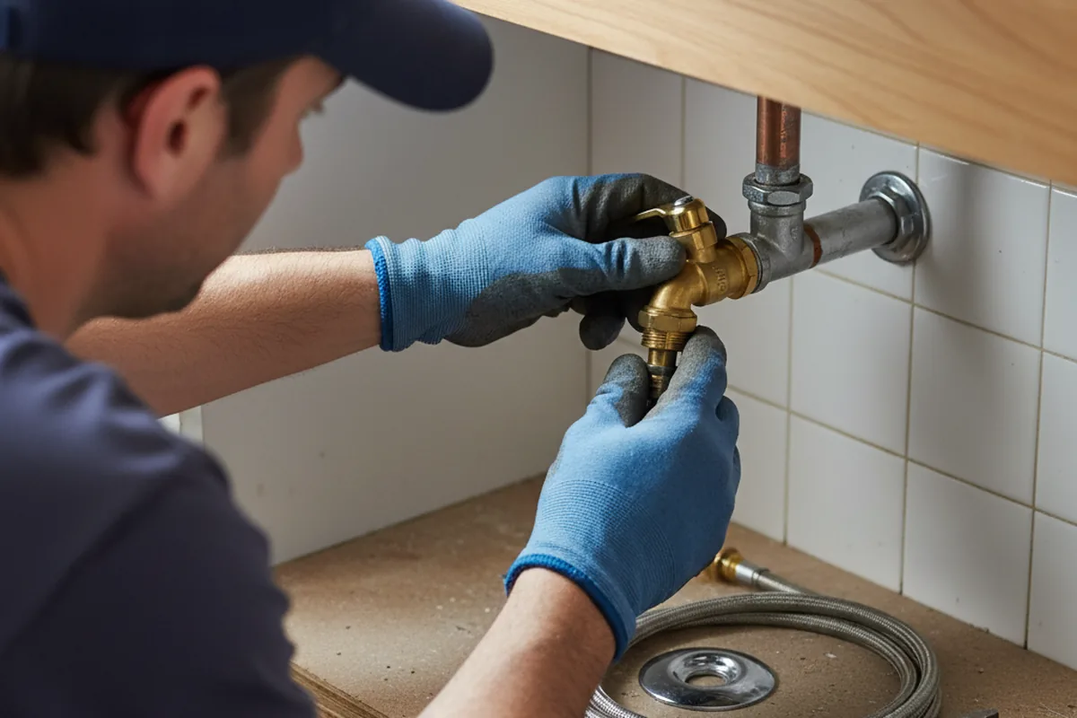 Shutoff valve and fitting work during Burst Pipe Repair in Woodsboro